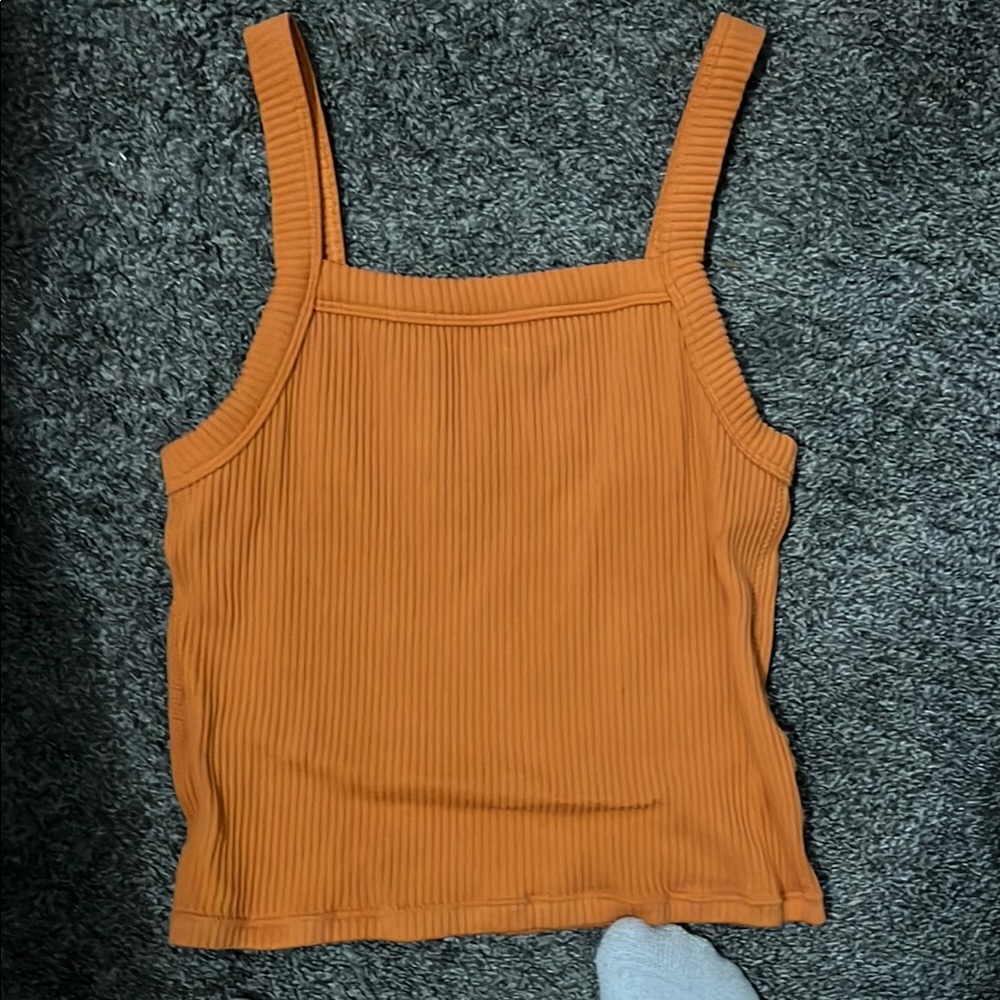 Orange Ribbed Women's Top